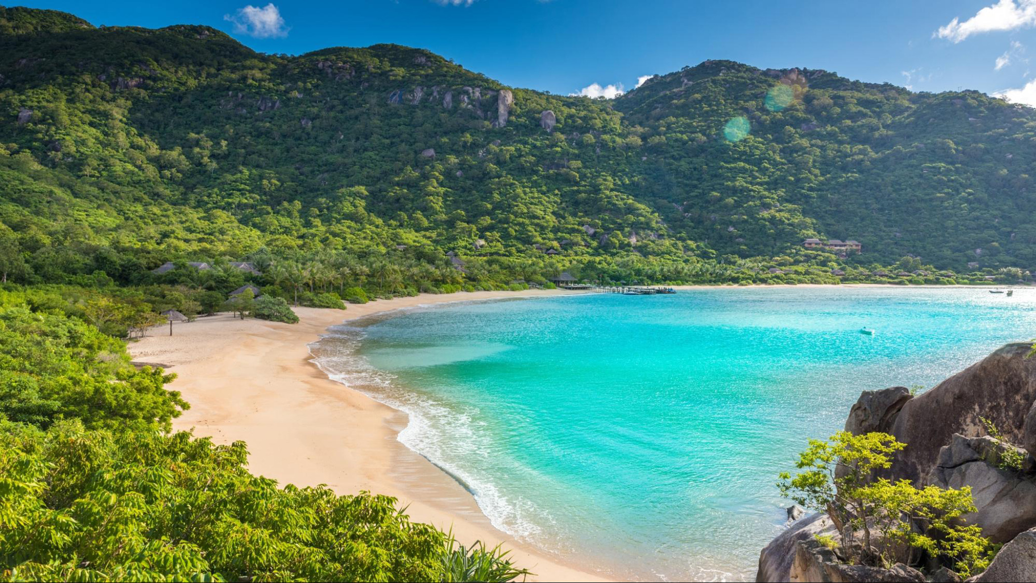 Ninh Van Bay offers a peaceful escape with clear waters and lush mountains